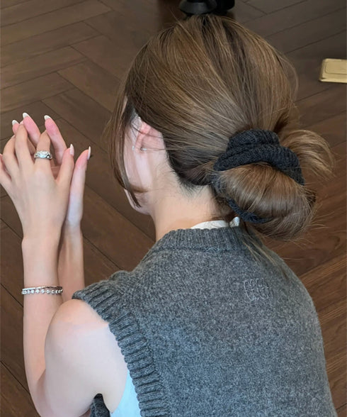 シュシュ 編み 秋冬 ニットヘアゴム レディース ヘアアレンジ 簡単髪留め 髪飾り まとめ髪 お団子 シンプル お洒落 フェミニン 大人 可愛い 女子会 99QNSP-011